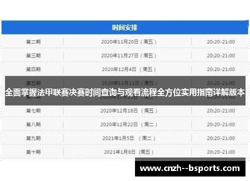 全面掌握法甲联赛决赛时间查询与观看流程全方位实用指南详解版本
